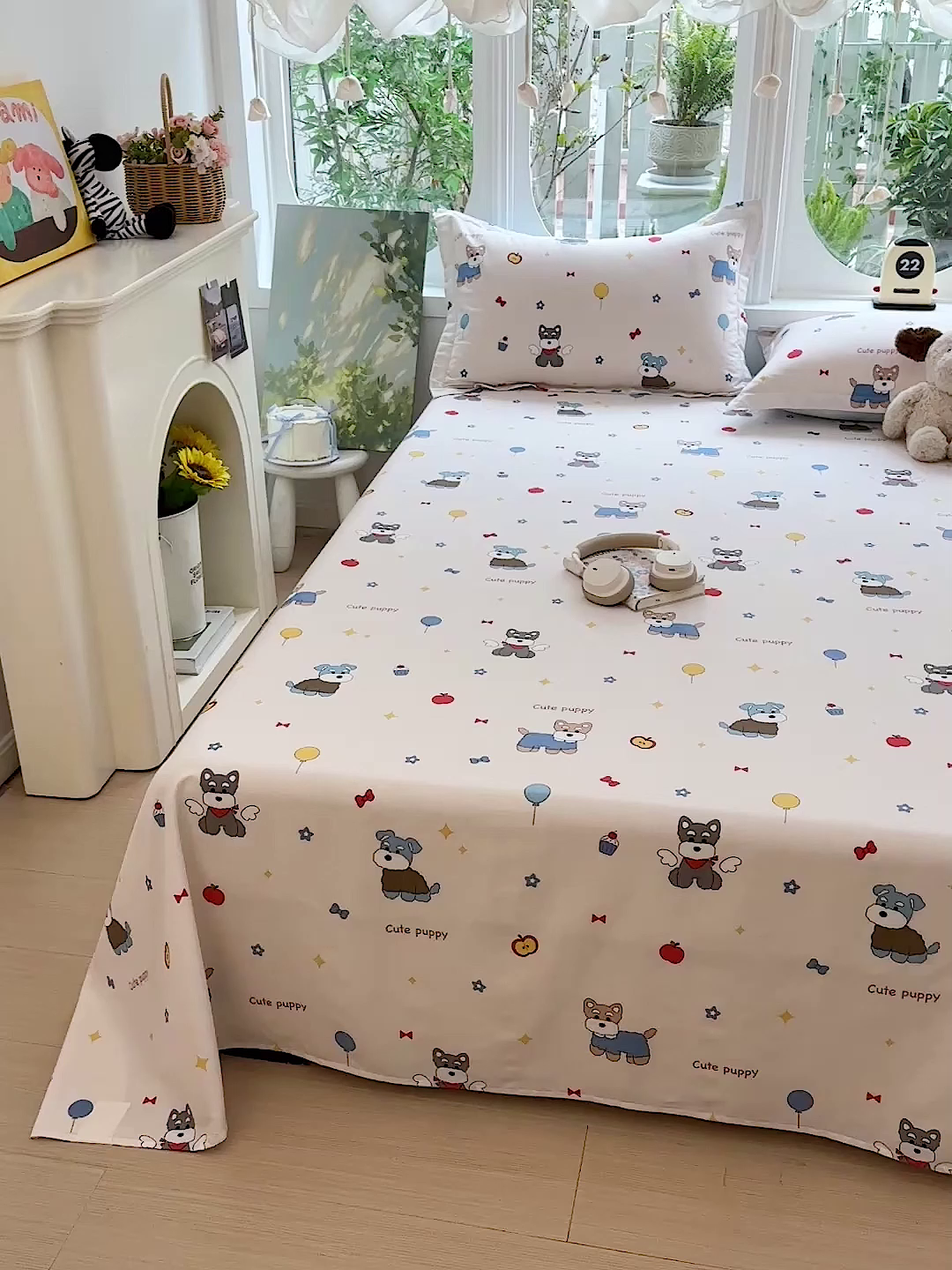 91家纺网 家纺一手货源 找家纺 恩泽家纺 2026春夏新款全棉纯棉12868印花四件套及单品系列-单床单床单单件 雪纳瑞