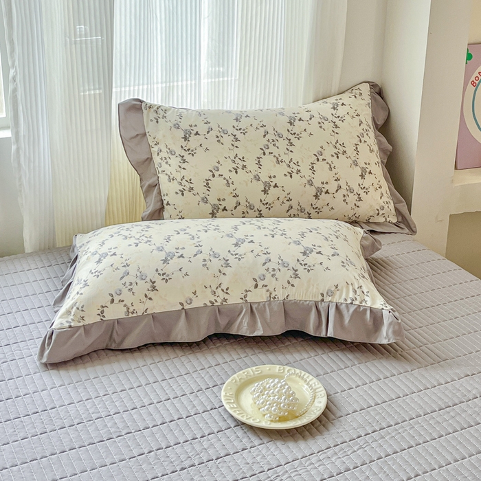 91家纺网 家纺一手货源 找家纺 斯卡诺家纺 2026新款韩版花边古法水洗仿棉床盖四件套花边床单四件套 南枝-韩版花边