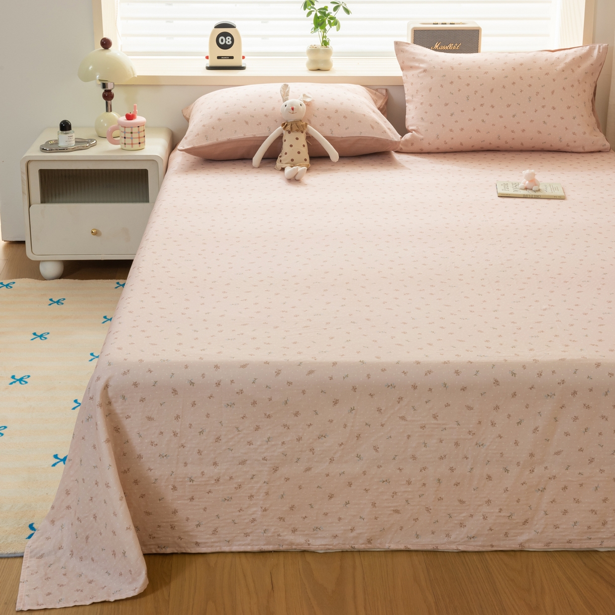 91家纺网 家纺一手货源 找家纺 雯雨家纺 2026新款全棉有氧双层纱床单 全棉双层纱床单-叶香