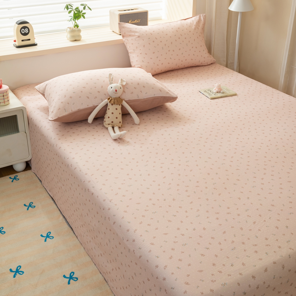 91家纺网 家纺一手货源 找家纺 雯雨家纺 2026新款全棉有氧双层纱床单 全棉双层纱床单-叶香