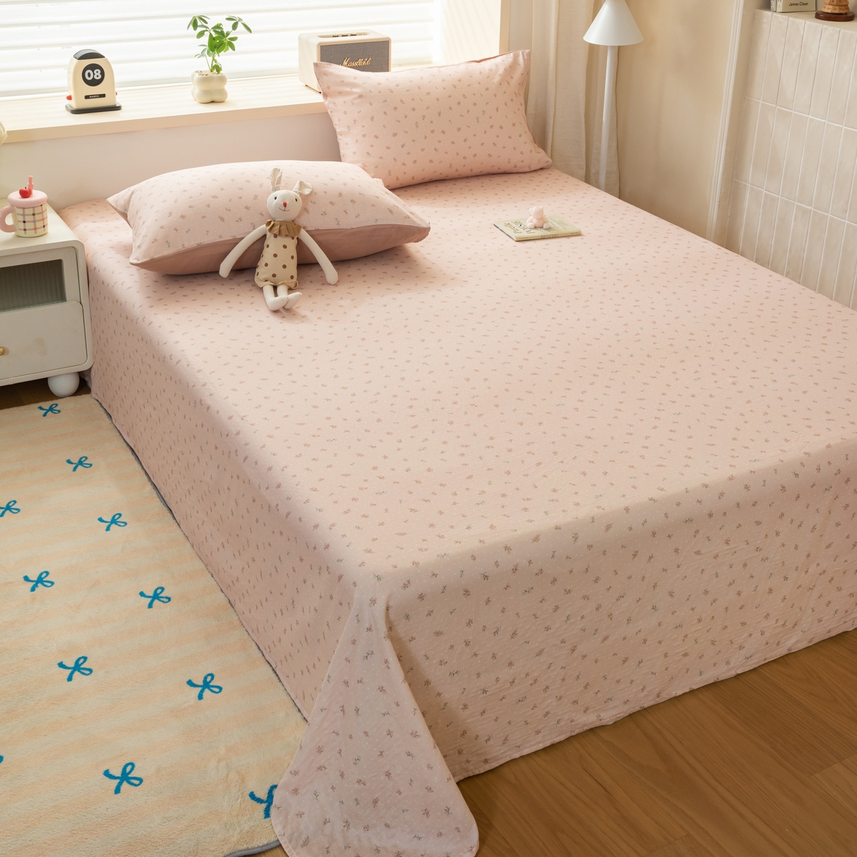 91家纺网 家纺一手货源 找家纺 雯雨家纺 2026新款全棉有氧双层纱床单 全棉双层纱床单-叶香