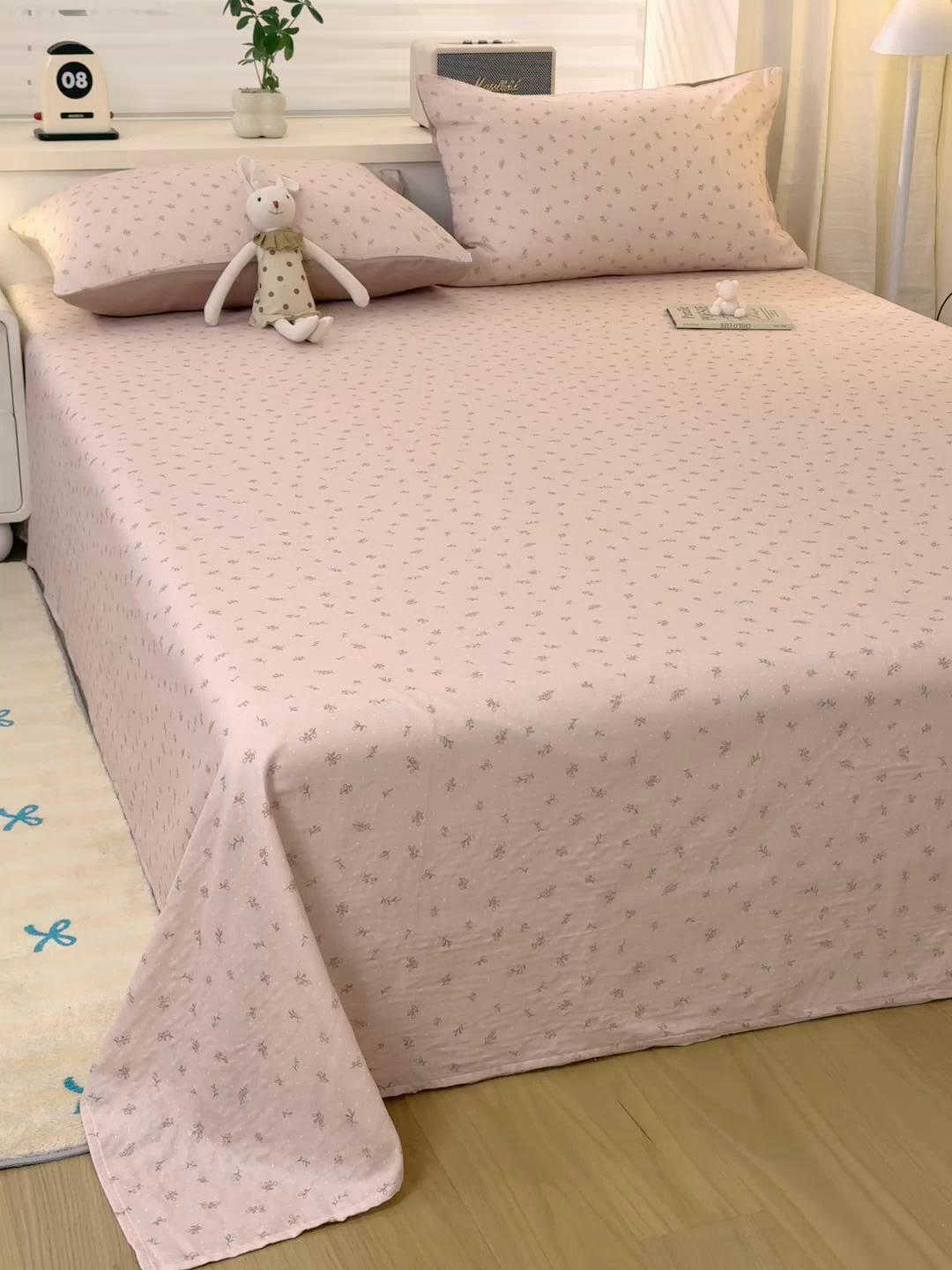 91家纺网 家纺一手货源 找家纺 雯雨家纺 2026新款全棉有氧双层纱床单 全棉双层纱床单-叶香