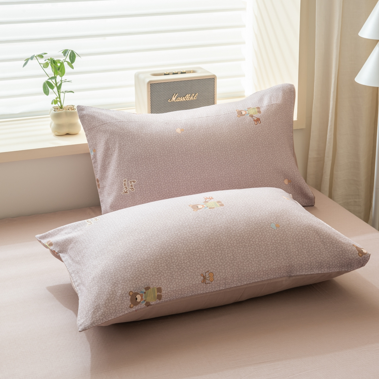 91家纺网 家纺一手货源 找家纺 雯雨家纺 2026新款全棉有氧双层纱床单 全棉双层纱床单-朱迪熊