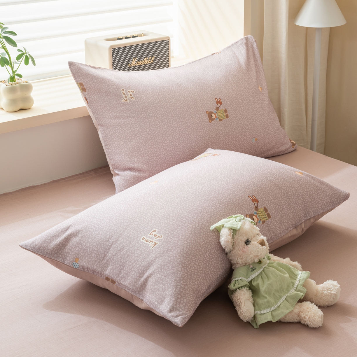 91家纺网 家纺一手货源 找家纺 雯雨家纺 2026新款全棉有氧双层纱床单 全棉双层纱床单-朱迪熊