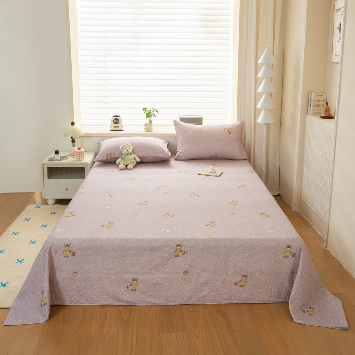 91家纺网 家纺一手货源 找家纺 雯雨家纺 2026新款全棉有氧双层纱床单 全棉双层纱床单-朱迪熊