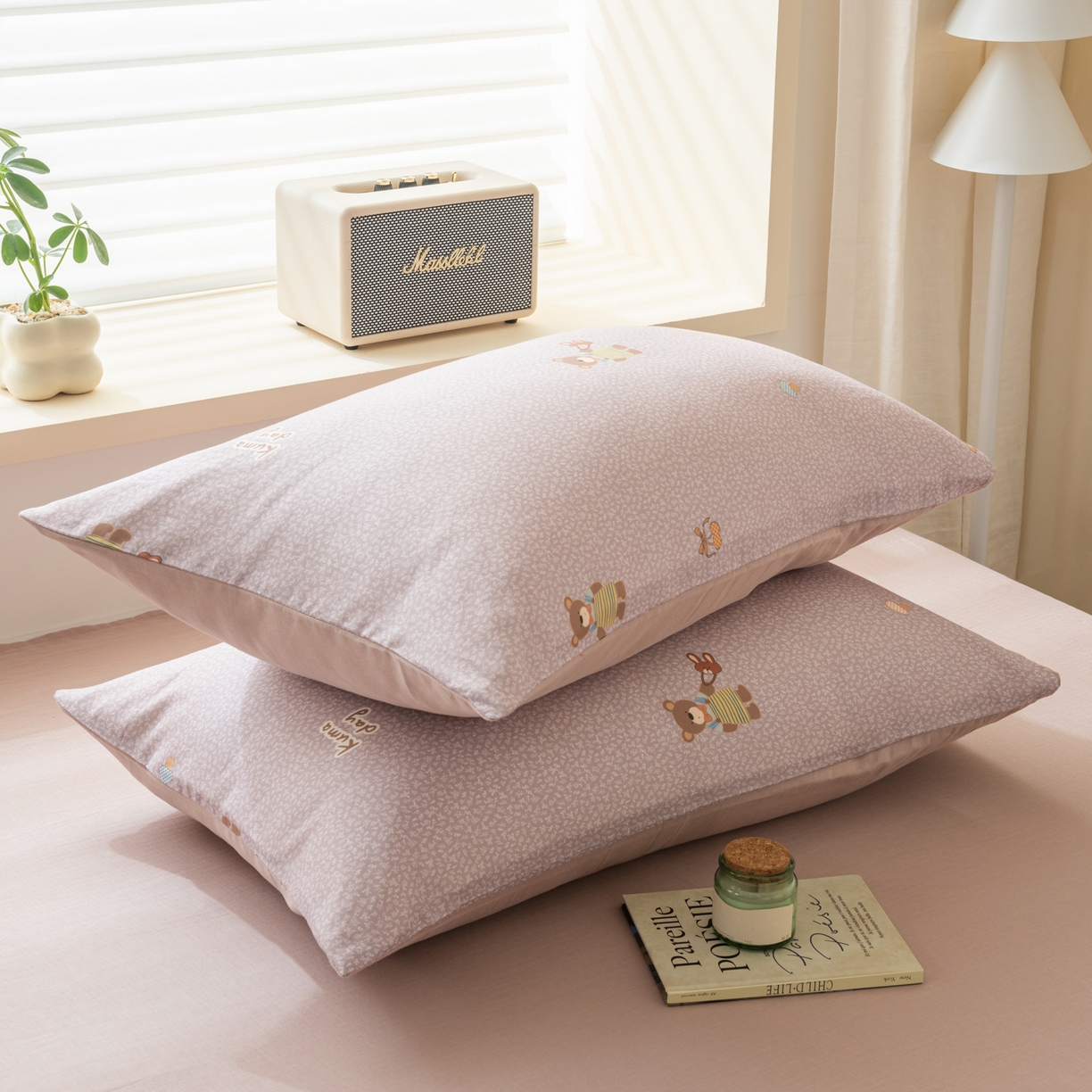 91家纺网 家纺一手货源 找家纺 雯雨家纺 2026新款全棉有氧双层纱床单 全棉双层纱床单-朱迪熊