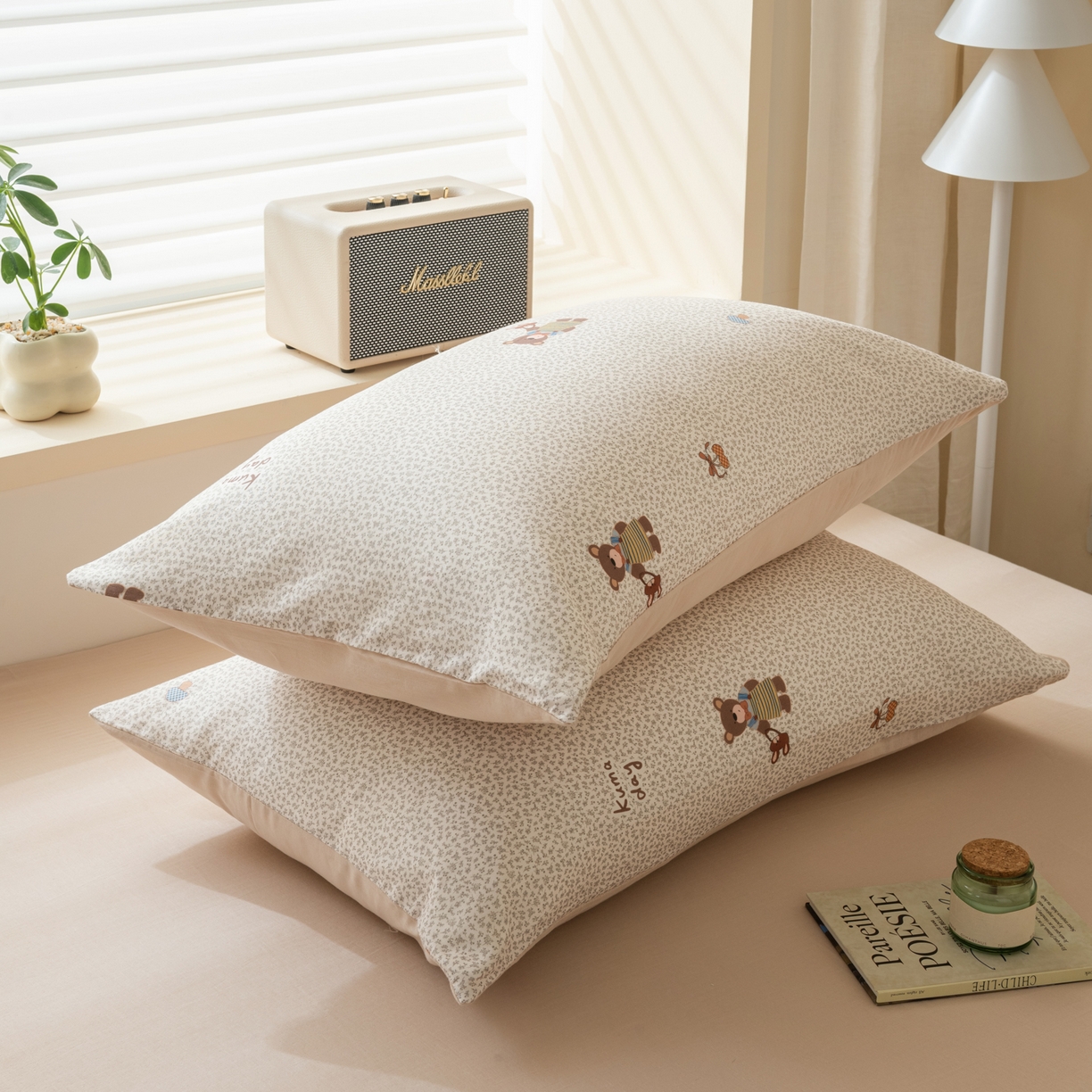 91家纺网 家纺一手货源 找家纺 雯雨家纺 2026新款全棉有氧双层纱床单 全棉双层纱床单-朱迪熊-米