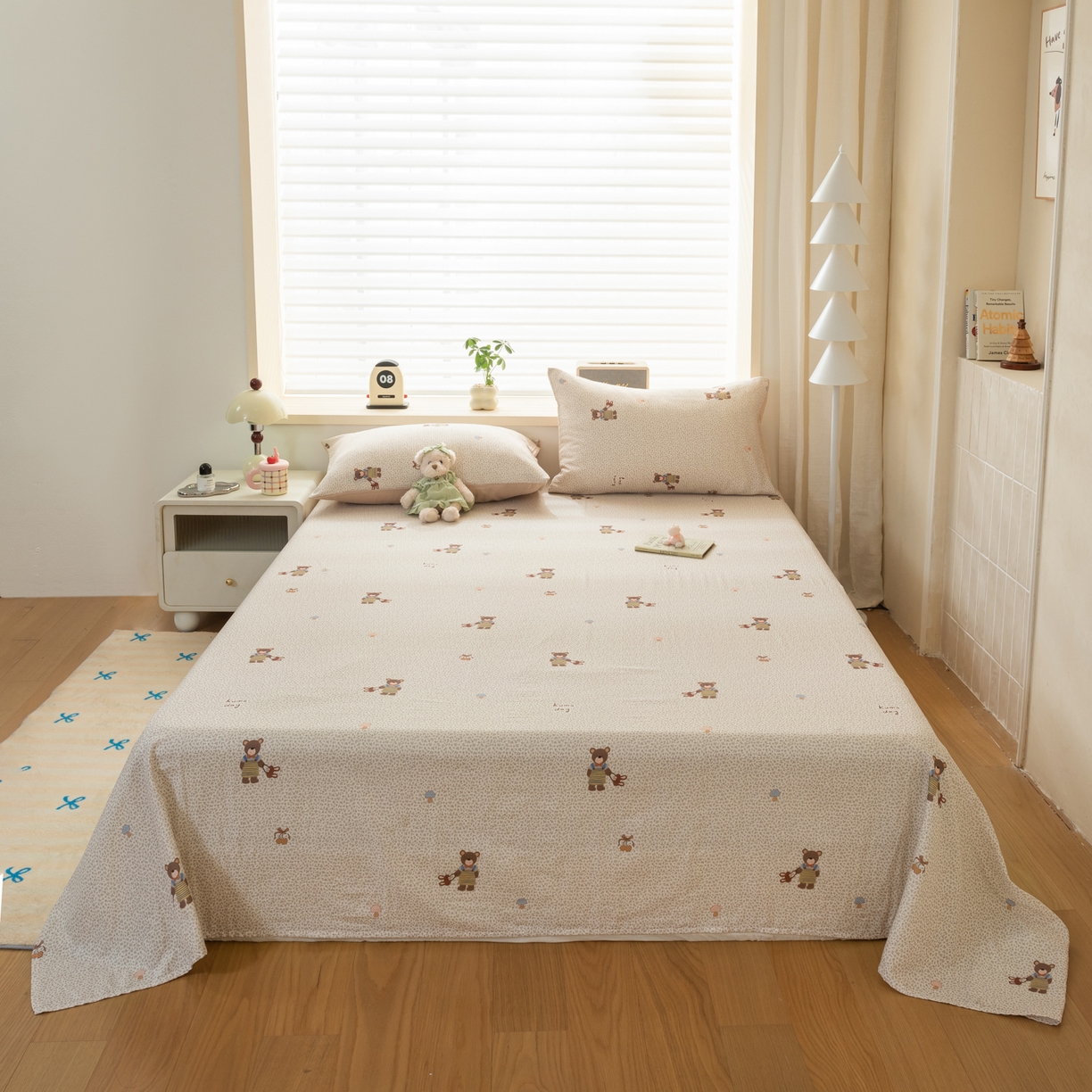 91家纺网 家纺一手货源 找家纺 雯雨家纺 2026新款全棉有氧双层纱床单 全棉双层纱床单-朱迪熊-米