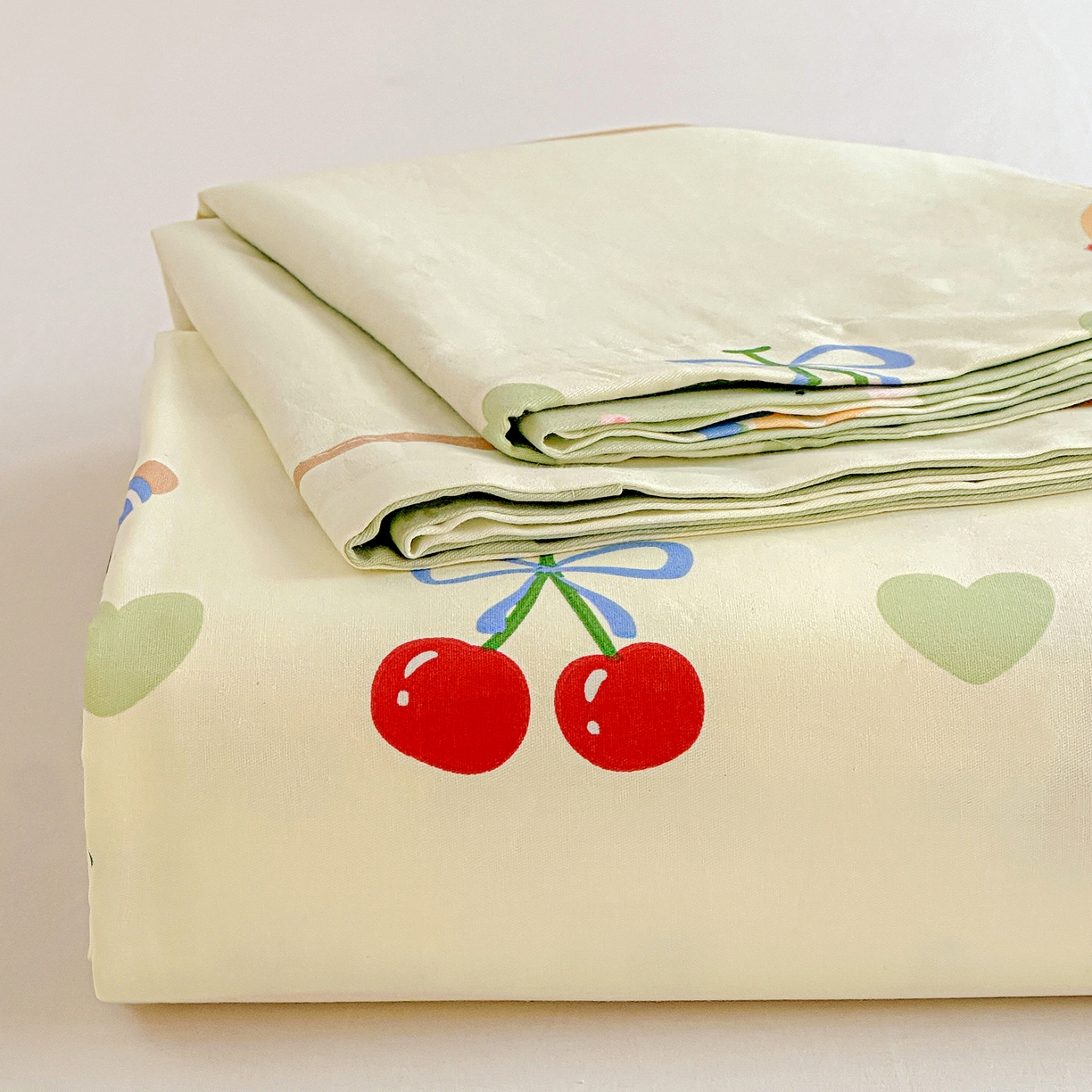 91家纺网 家纺一手货源 找家纺 恩泽家纺 2026春夏新款全棉纯棉12868印花四件套及单品系列-单床单床单单件 樱桃兔