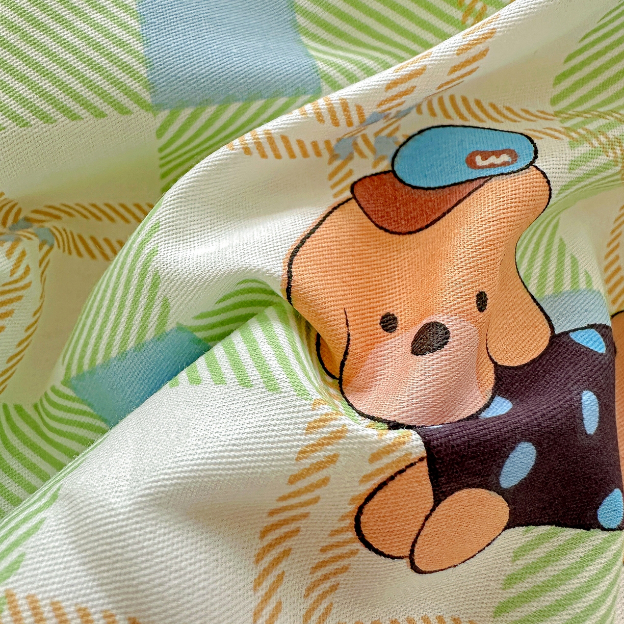 91家纺网 家纺一手货源 找家纺 恩泽家纺 2026春夏新款全棉纯棉12868印花四件套及单品系列-单枕套枕套单件 小狗乐乐