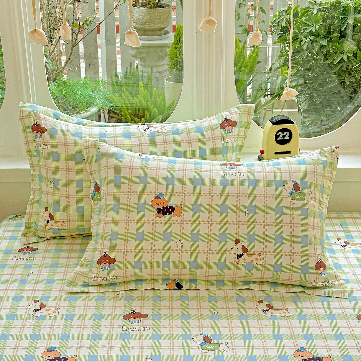 91家纺网 家纺一手货源 找家纺 恩泽家纺 2026春夏新款全棉纯棉12868印花四件套及单品系列-单枕套枕套单件 小狗乐乐