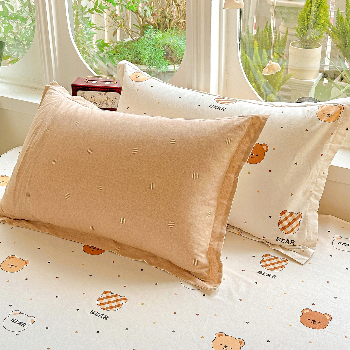 91家纺网 家纺一手货源 找家纺 恩泽家纺 2026春夏新款全棉纯棉12868印花四件套及单品系列-单枕套枕套单件 小精灵