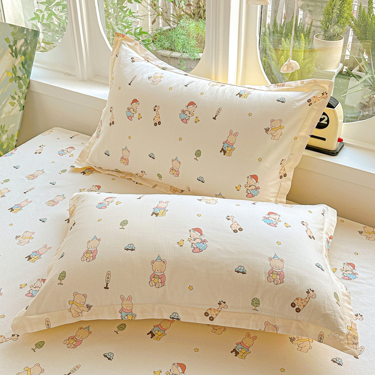 恩泽家纺 2026春夏新款全棉纯棉12868印花四件套及单品系列-单枕套枕套单件 小萌物