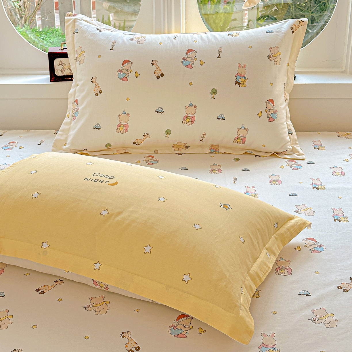 91家纺网 家纺一手货源 找家纺 恩泽家纺 2026春夏新款全棉纯棉12868印花四件套及单品系列-单枕套枕套单件 小萌物