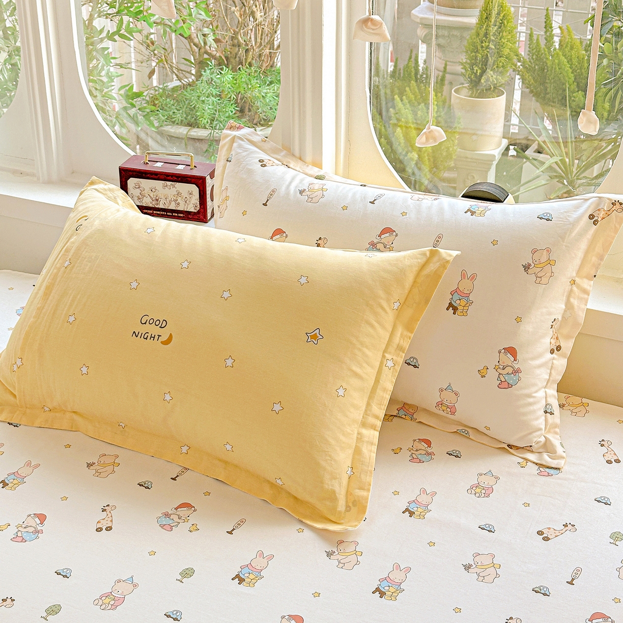 91家纺网 家纺一手货源 找家纺 恩泽家纺 2026春夏新款全棉纯棉12868印花四件套及单品系列-单枕套枕套单件 小萌物