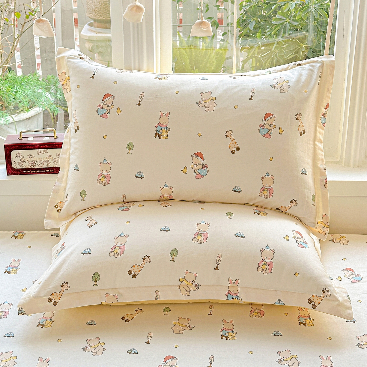 91家纺网 家纺一手货源 找家纺 恩泽家纺 2026春夏新款全棉纯棉12868印花四件套及单品系列-单枕套枕套单件 小萌物