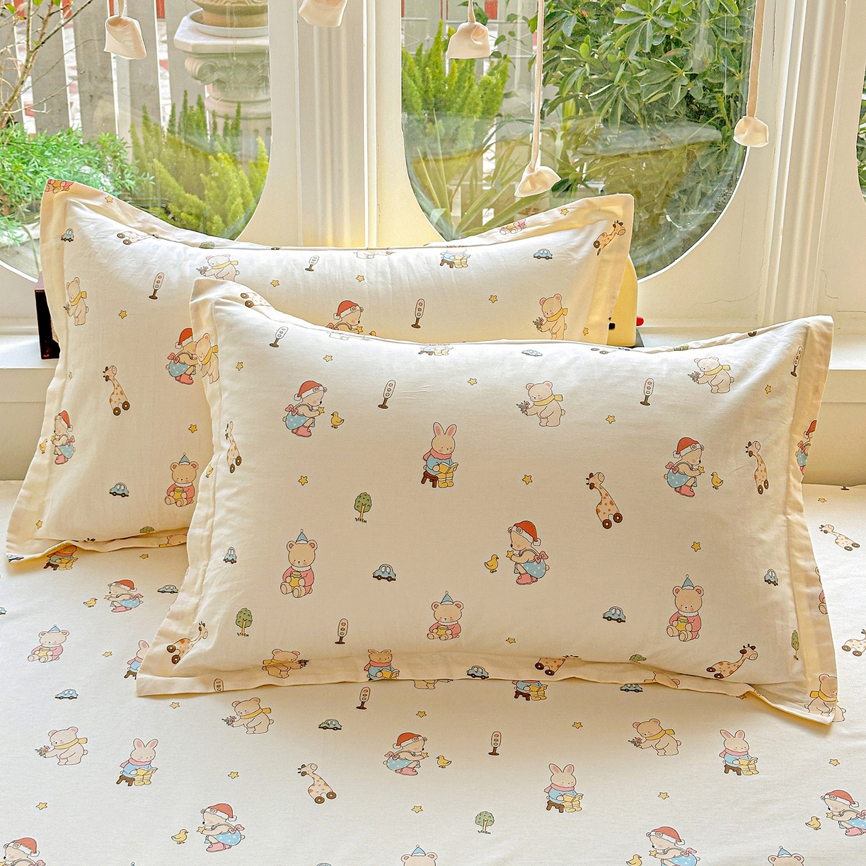 91家纺网 家纺一手货源 找家纺 恩泽家纺 2026春夏新款全棉纯棉12868印花四件套及单品系列-单枕套枕套单件 小萌物