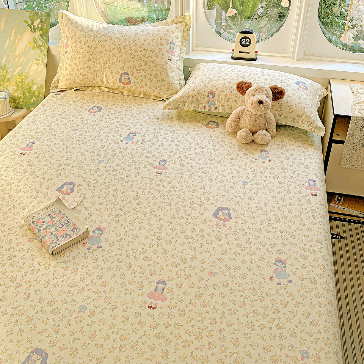 91家纺网 家纺一手货源 找家纺 恩泽家纺 2026春夏新款全棉纯棉12868印花四件套及单品系列-单床单床单单件 宅宅女孩