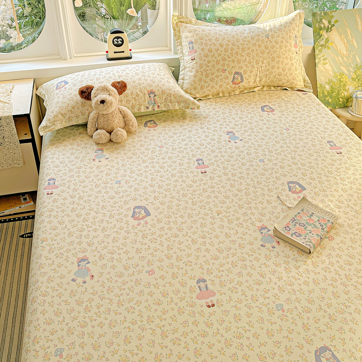 91家纺网 家纺一手货源 找家纺 恩泽家纺 2026春夏新款全棉纯棉12868印花四件套及单品系列-单床单床单单件 宅宅女孩