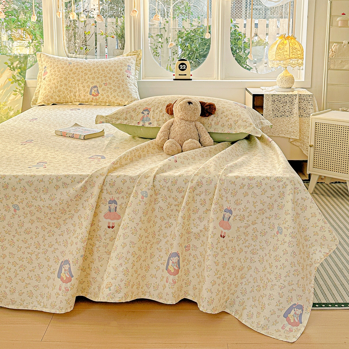 91家纺网 家纺一手货源 找家纺 恩泽家纺 2026春夏新款全棉纯棉12868印花四件套及单品系列-单床单床单单件 宅宅女孩