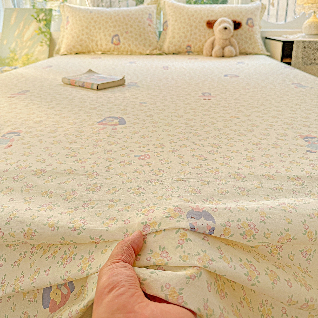 91家纺网 家纺一手货源 找家纺 恩泽家纺 2026春夏新款全棉纯棉12868印花四件套及单品系列-单床单床单单件 宅宅女孩