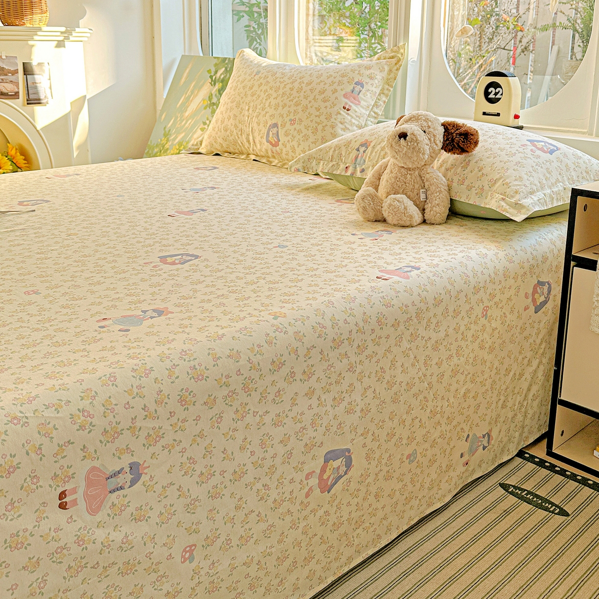 91家纺网 家纺一手货源 找家纺 恩泽家纺 2026春夏新款全棉纯棉12868印花四件套及单品系列-单床单床单单件 宅宅女孩