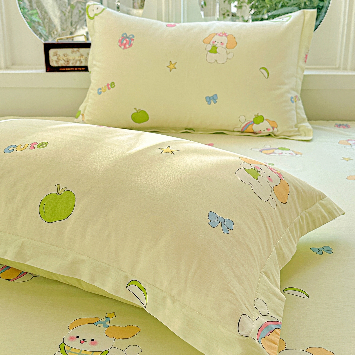 91家纺网 家纺一手货源 找家纺 恩泽家纺 2026春夏新款全棉纯棉12868印花四件套及单品系列-单枕套枕套单件 小淘气