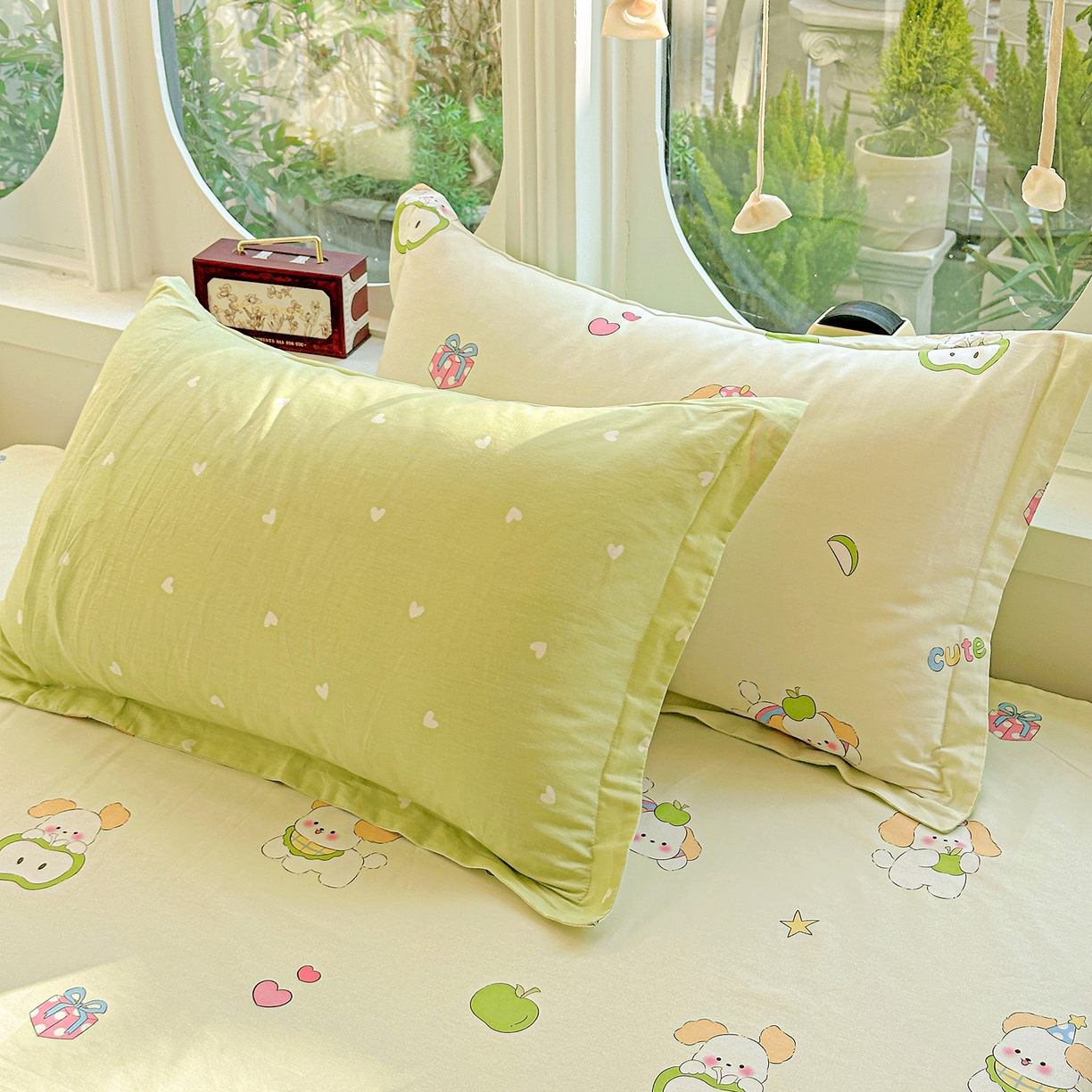 91家纺网 家纺一手货源 找家纺 恩泽家纺 2026春夏新款全棉纯棉12868印花四件套及单品系列-单枕套枕套单件 小淘气