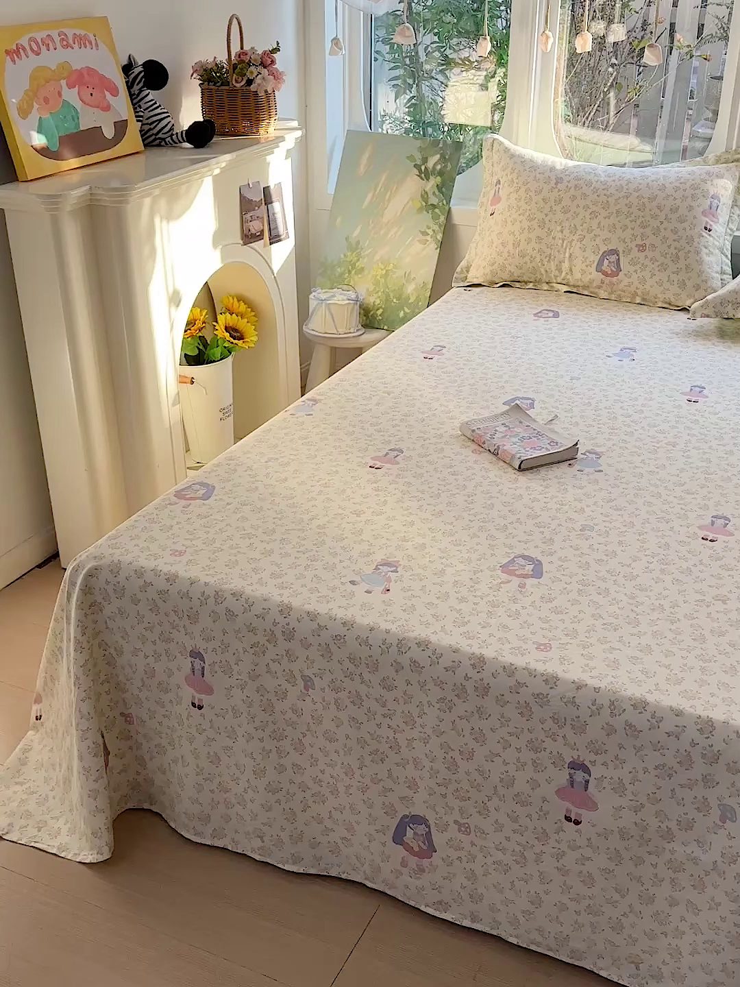 91家纺网 家纺一手货源 找家纺 恩泽家纺 2026春夏新款全棉纯棉12868印花四件套及单品系列-单床单床单单件 宅宅女孩