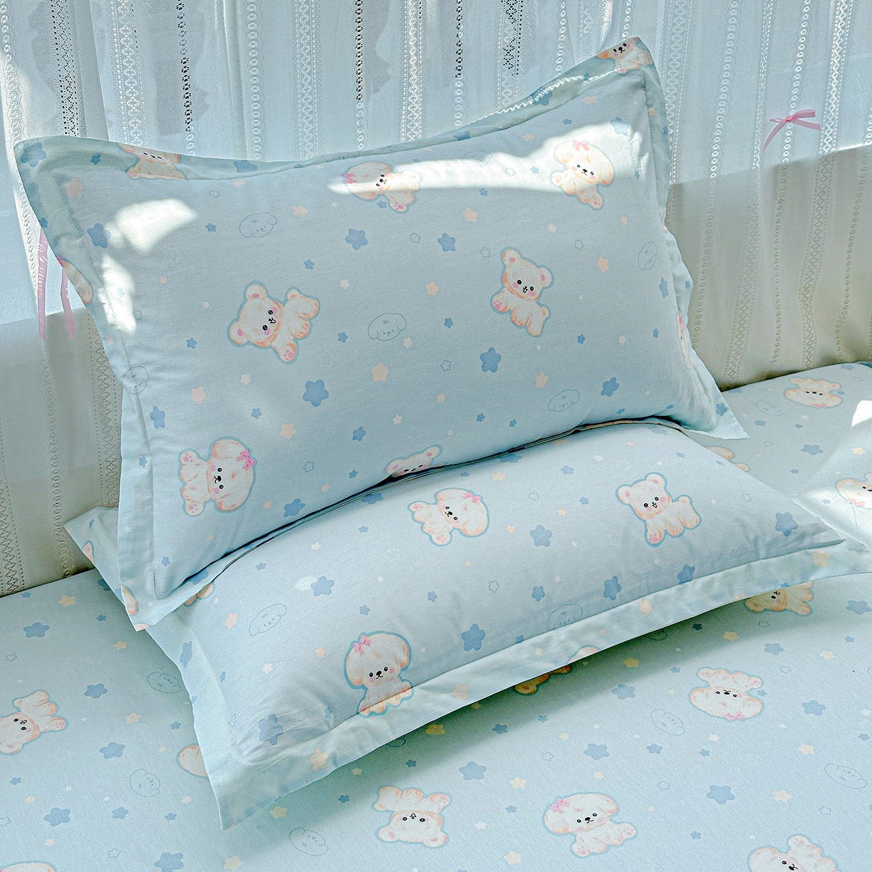 91家纺网 家纺一手货源 找家纺 恩泽家纺 2026春夏新款全棉纯棉12868印花四件套及单品系列-单枕套枕套单件 小甜心