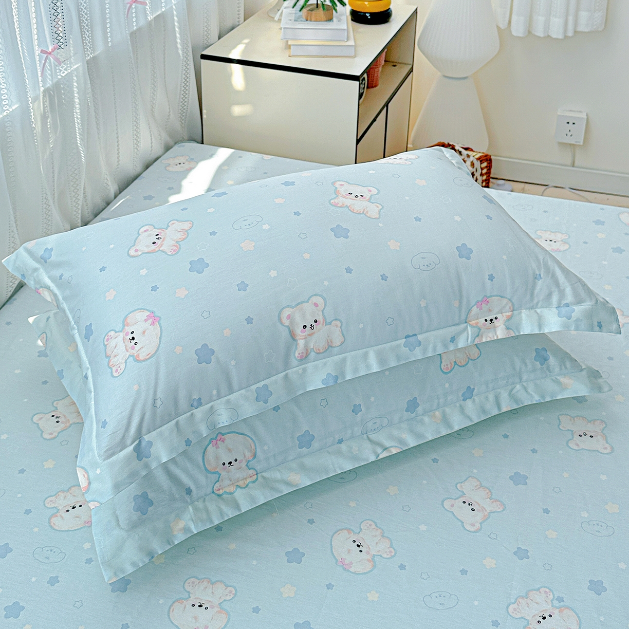 91家纺网 家纺一手货源 找家纺 恩泽家纺 2026春夏新款全棉纯棉12868印花四件套及单品系列-单枕套枕套单件 小甜心