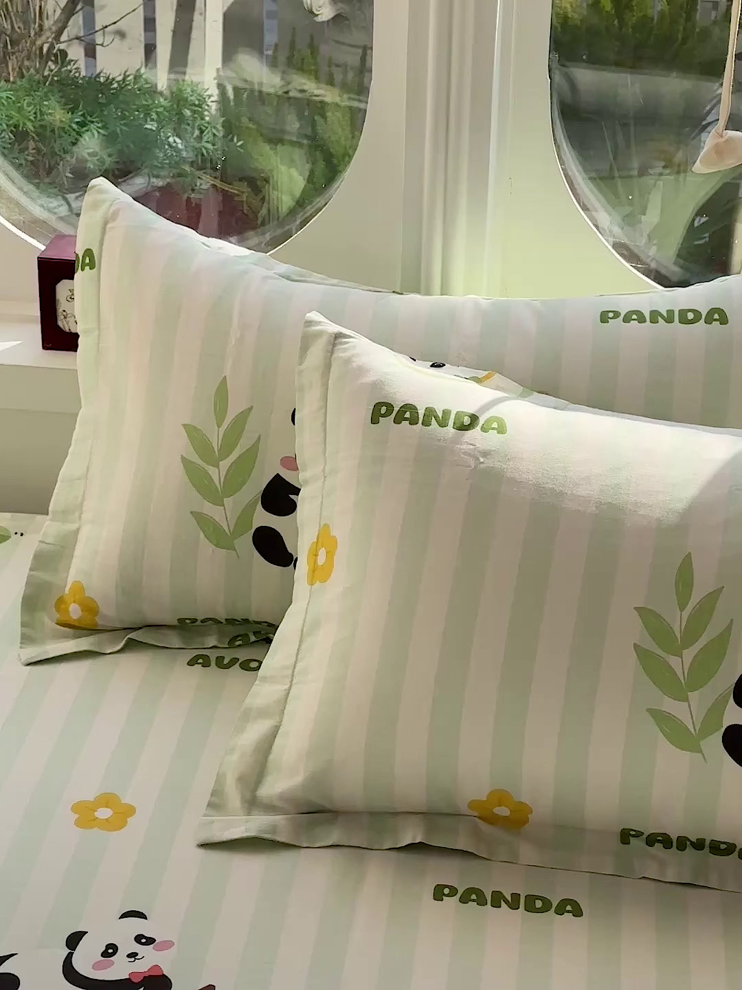 91家纺网 家纺一手货源 找家纺 恩泽家纺 2026春夏新款全棉纯棉12868印花四件套及单品系列-单枕套枕套单件 小熊猫