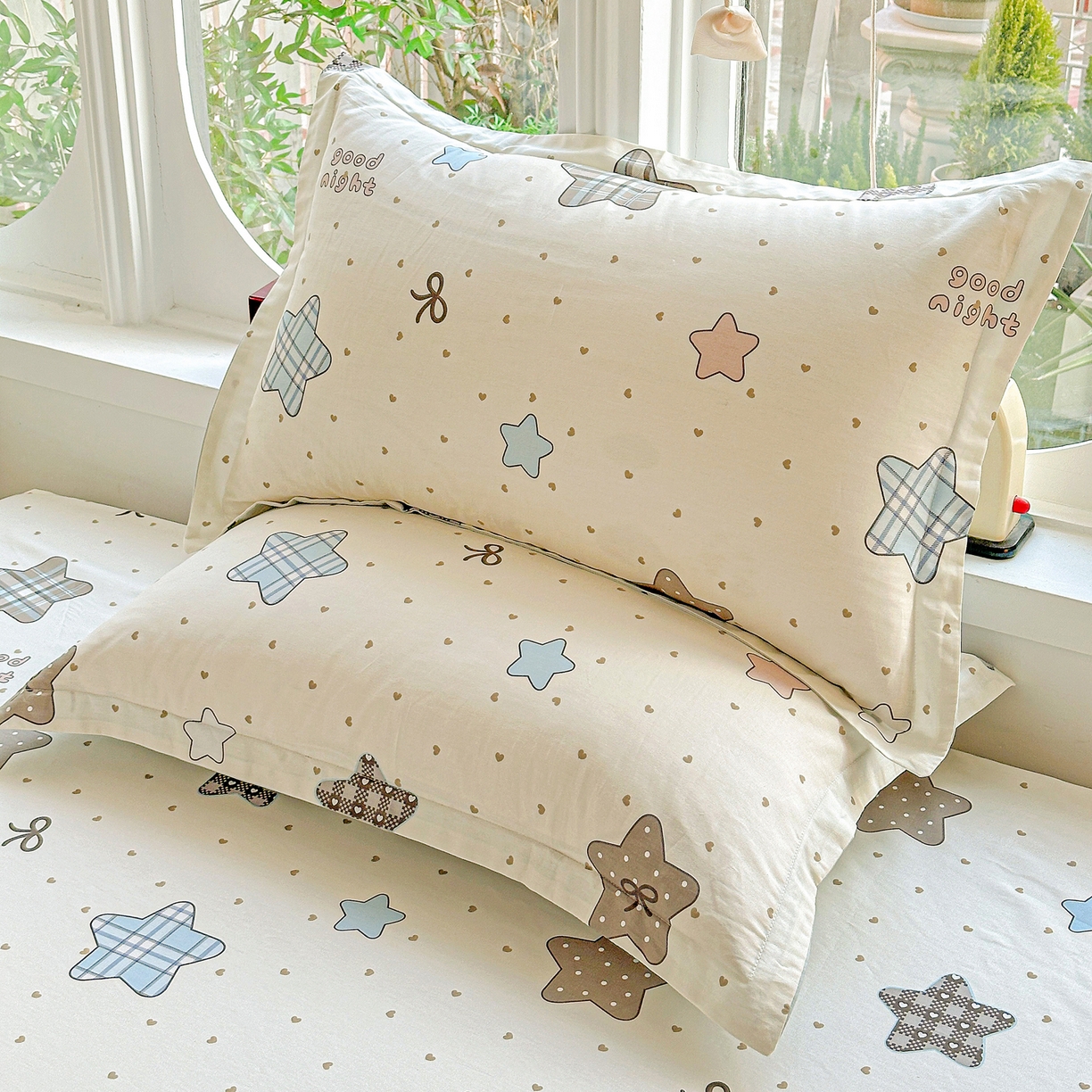 91家纺网 家纺一手货源 找家纺 恩泽家纺 2026春夏新款全棉纯棉12868印花四件套及单品系列-单枕套枕套单件 星动情节