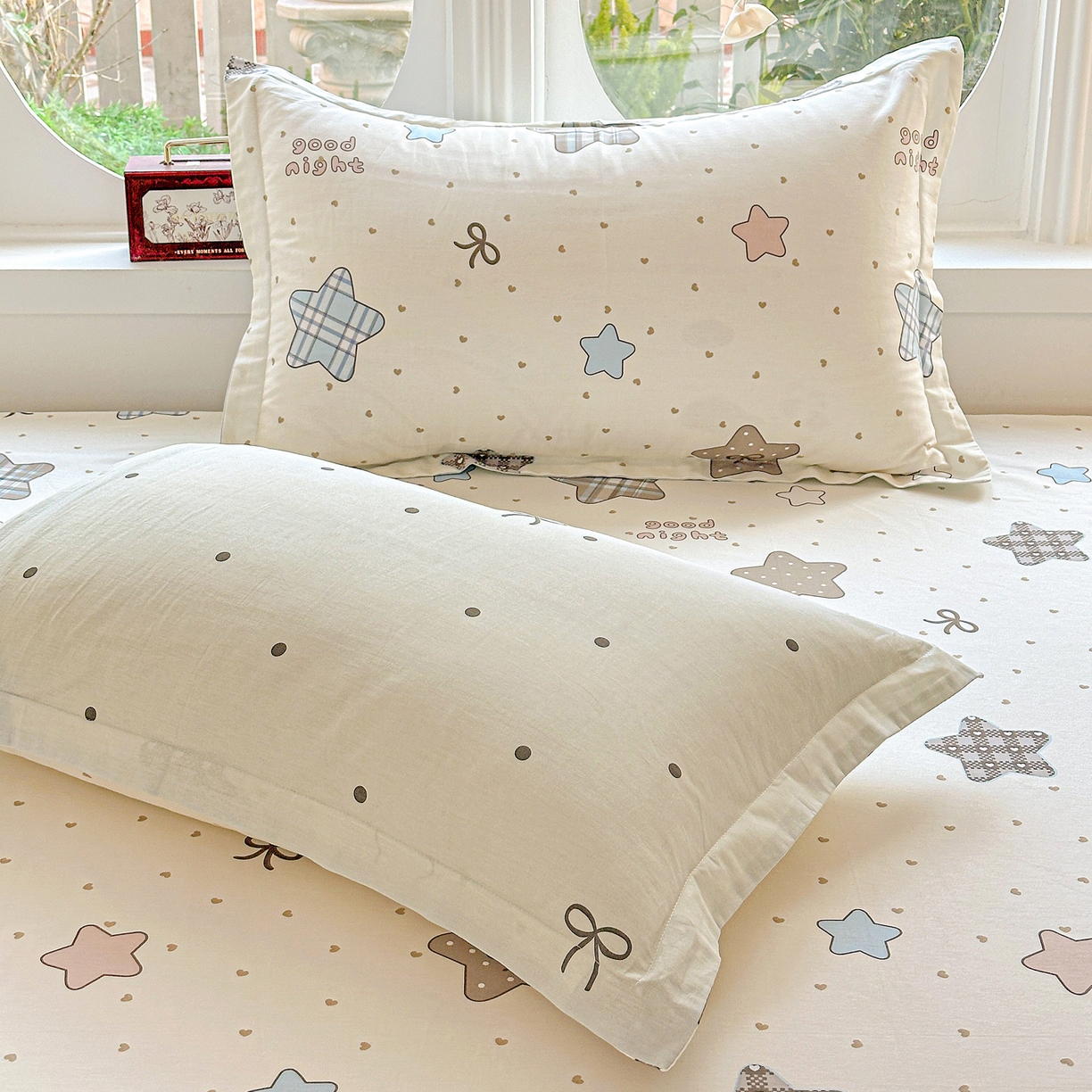 91家纺网 家纺一手货源 找家纺 恩泽家纺 2026春夏新款全棉纯棉12868印花四件套及单品系列-单枕套枕套单件 星动情节