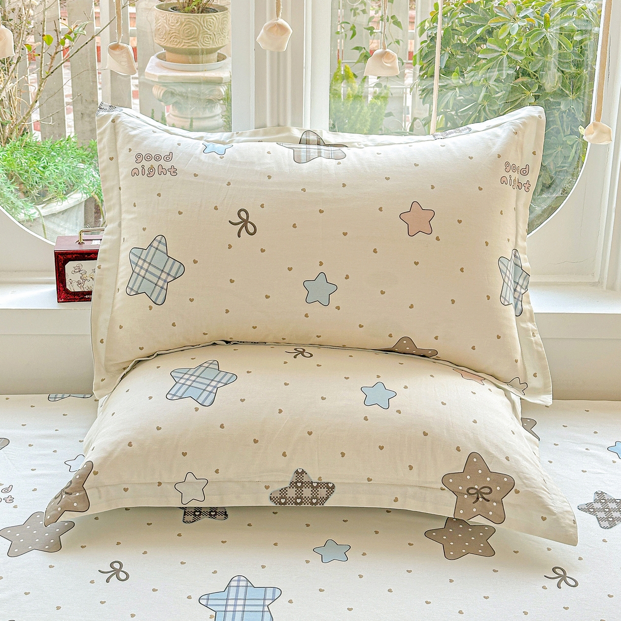 91家纺网 家纺一手货源 找家纺 恩泽家纺 2026春夏新款全棉纯棉12868印花四件套及单品系列-单枕套枕套单件 星动情节