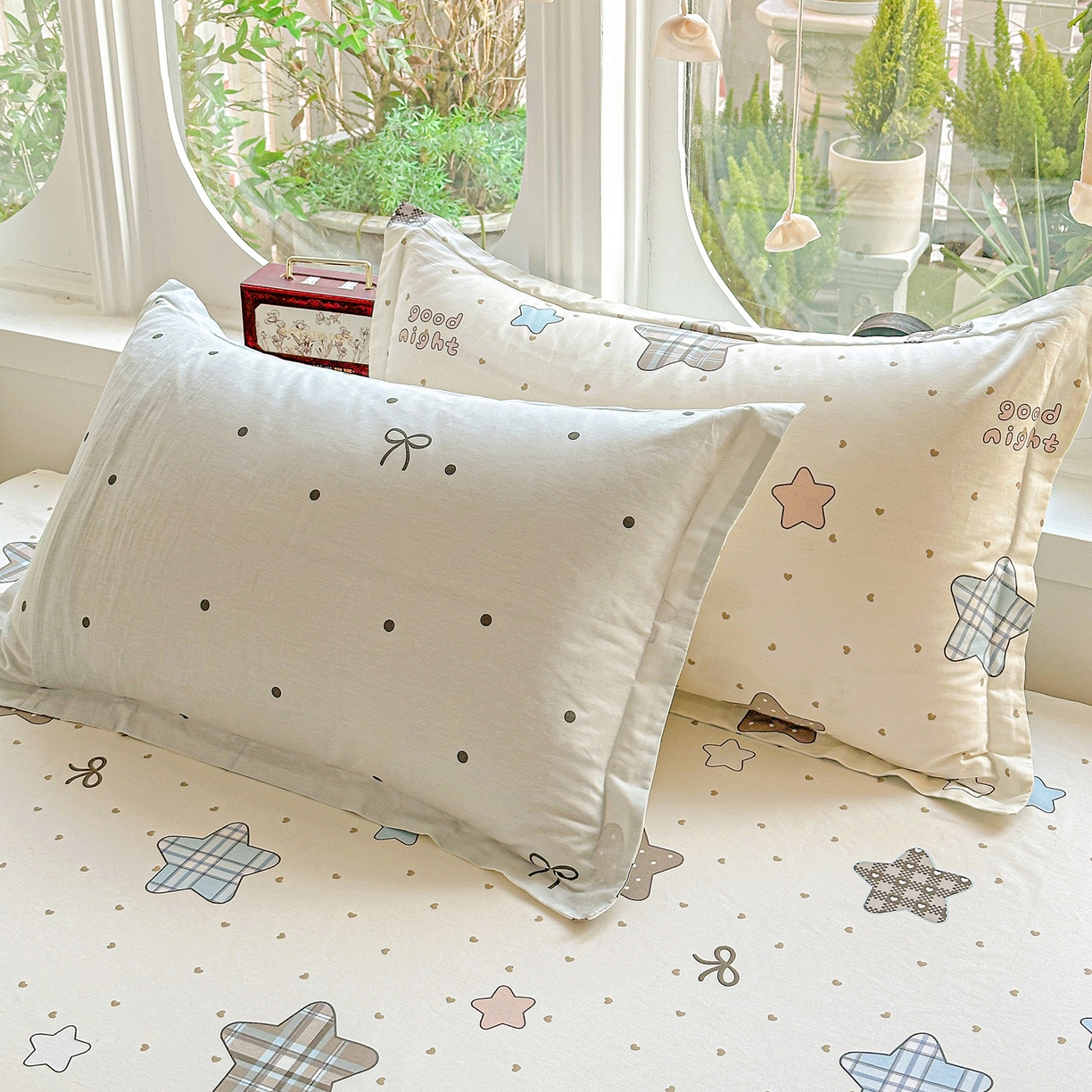 91家纺网 家纺一手货源 找家纺 恩泽家纺 2026春夏新款全棉纯棉12868印花四件套及单品系列-单枕套枕套单件 星动情节