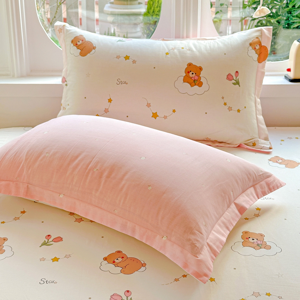 91家纺网 家纺一手货源 找家纺 恩泽家纺 2026春夏新款全棉纯棉12868印花四件套及单品系列-单枕套枕套单件 星梦童话