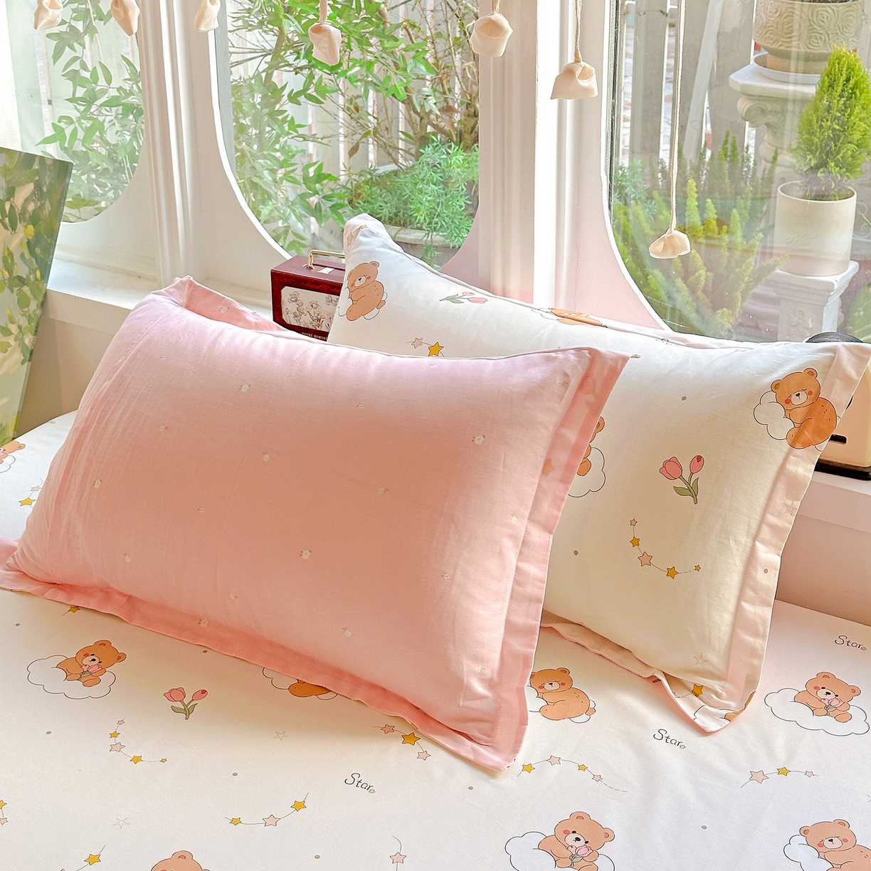 91家纺网 家纺一手货源 找家纺 恩泽家纺 2026春夏新款全棉纯棉12868印花四件套及单品系列-单枕套枕套单件 星梦童话