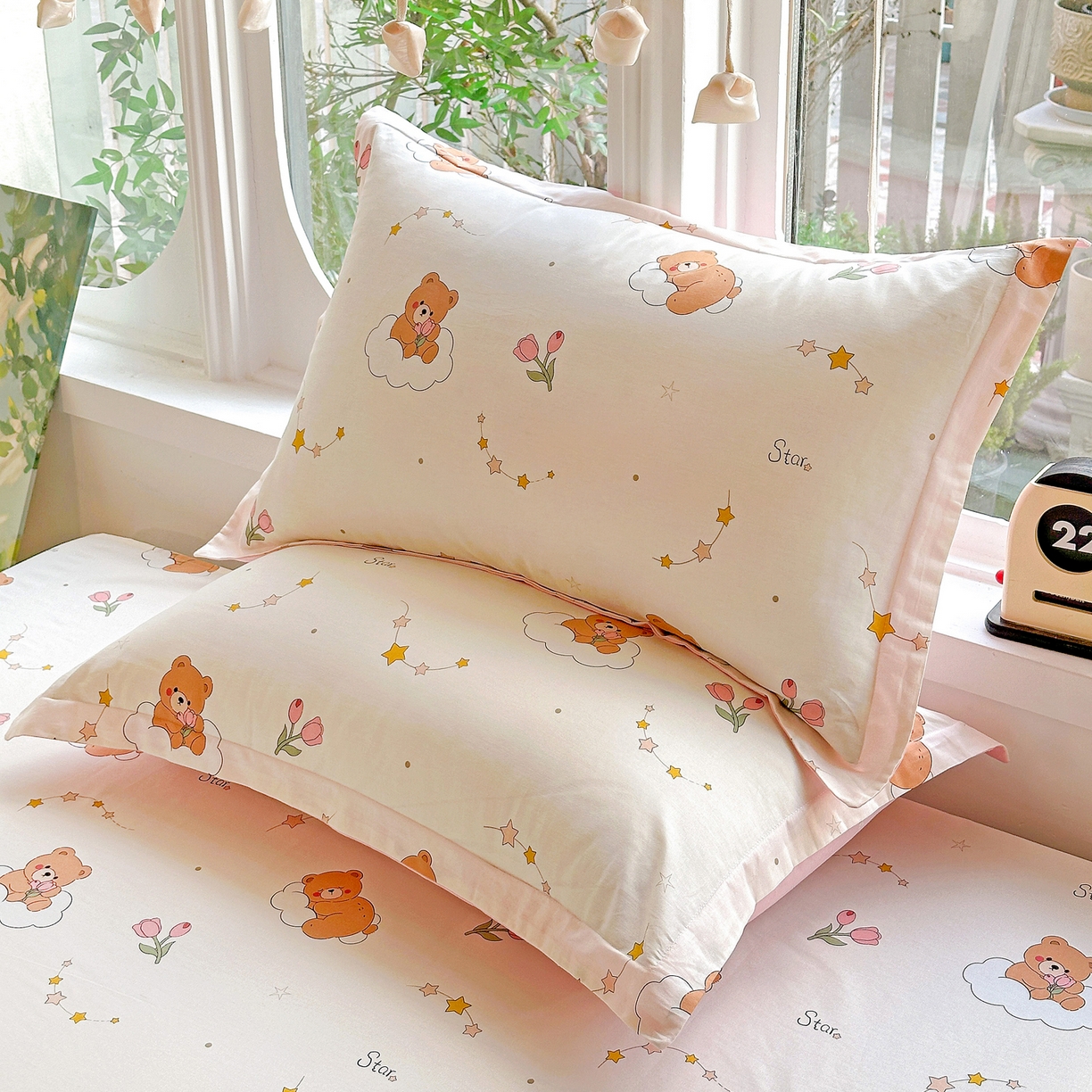 91家纺网 家纺一手货源 找家纺 恩泽家纺 2026春夏新款全棉纯棉12868印花四件套及单品系列-单枕套枕套单件 星梦童话