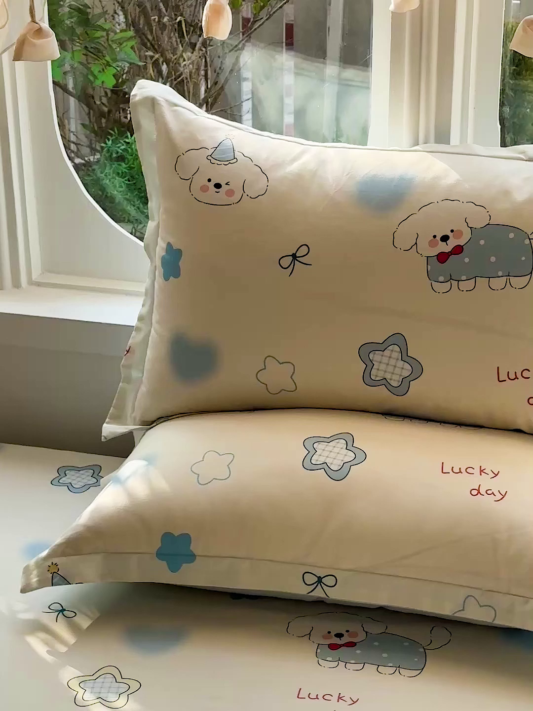 91家纺网 家纺一手货源 找家纺 恩泽家纺 2026春夏新款全棉纯棉12868印花四件套及单品系列-单枕套枕套单件 星愿萌犬