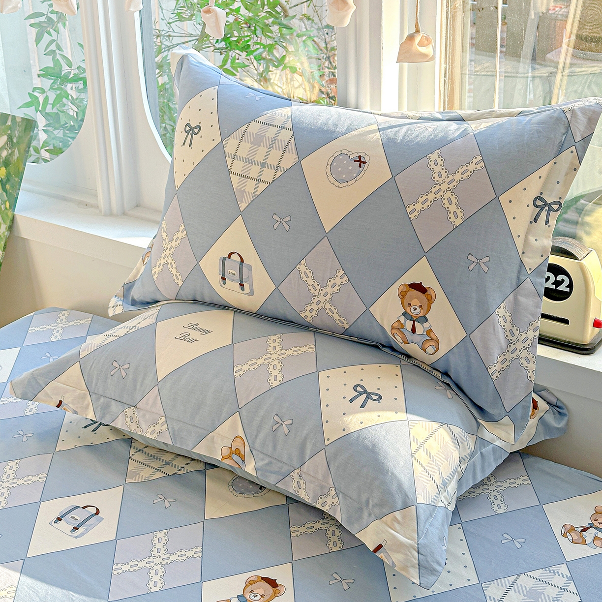 91家纺网 家纺一手货源 找家纺 恩泽家纺 2026春夏新款全棉纯棉12868印花四件套及单品系列-单枕套枕套单件 学院风