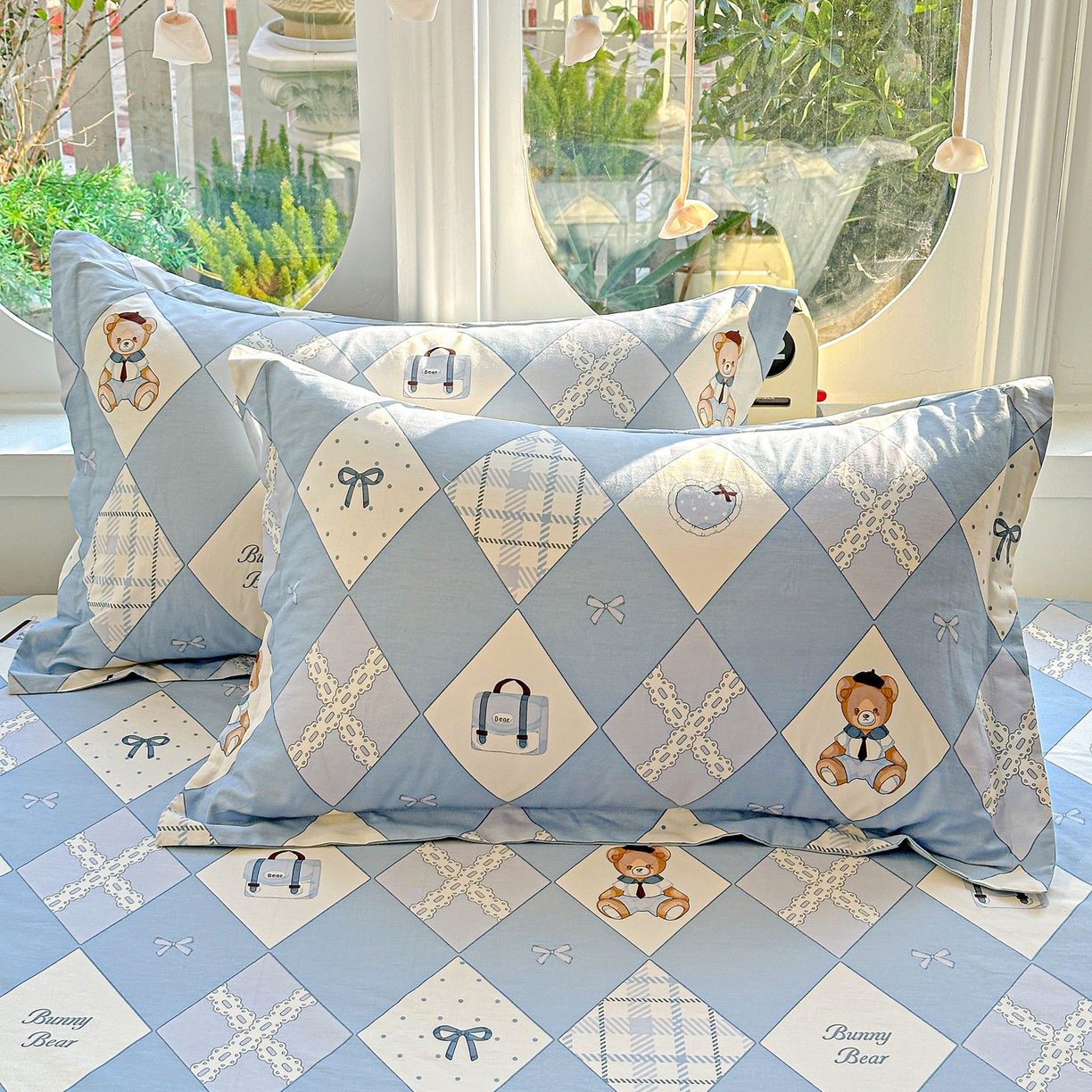 91家纺网 家纺一手货源 找家纺 恩泽家纺 2026春夏新款全棉纯棉12868印花四件套及单品系列-单枕套枕套单件 学院风