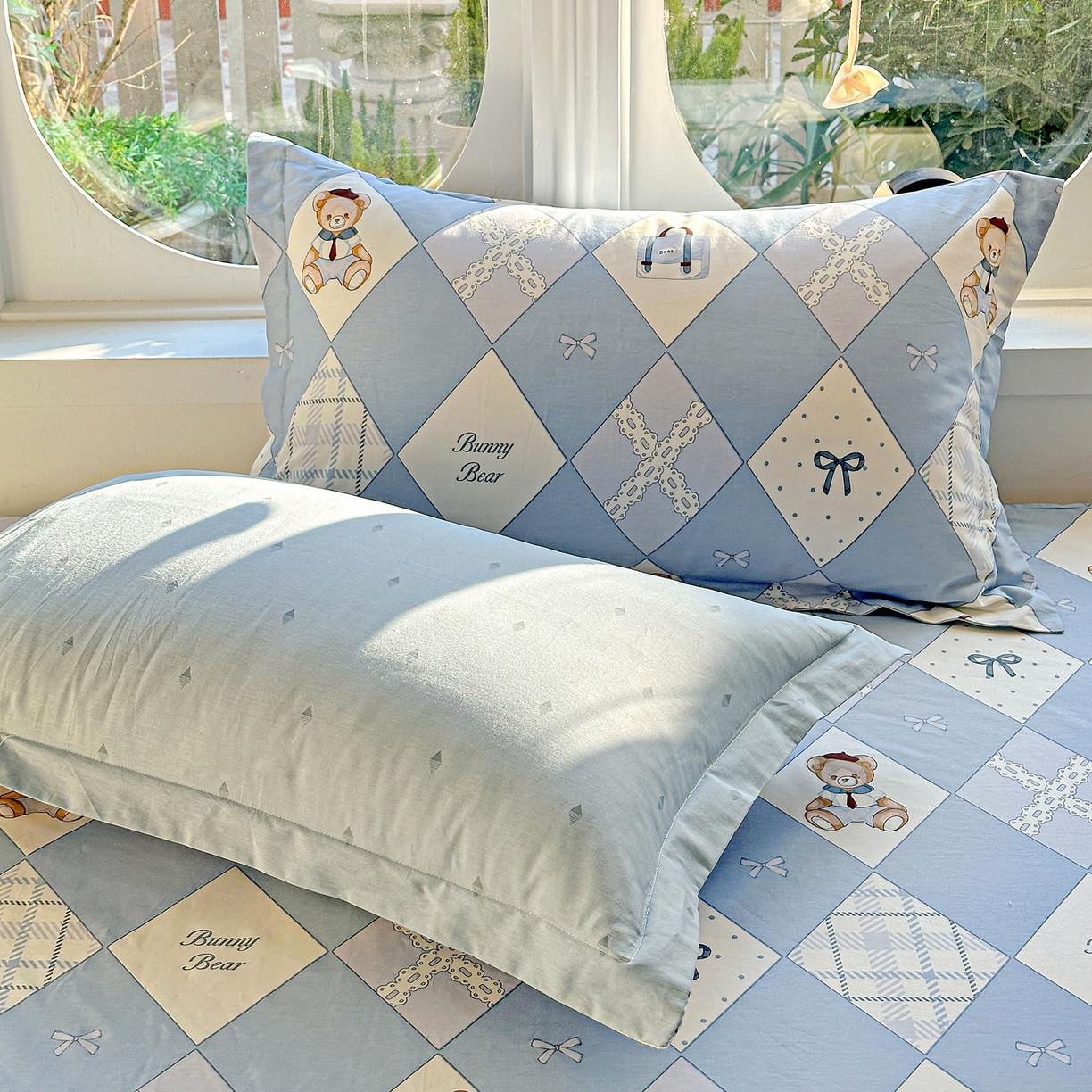 91家纺网 家纺一手货源 找家纺 恩泽家纺 2026春夏新款全棉纯棉12868印花四件套及单品系列-单枕套枕套单件 学院风