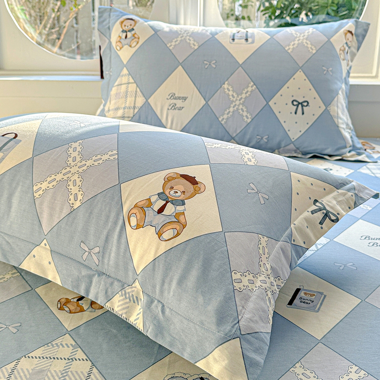 91家纺网 家纺一手货源 找家纺 恩泽家纺 2026春夏新款全棉纯棉12868印花四件套及单品系列-单枕套枕套单件 学院风