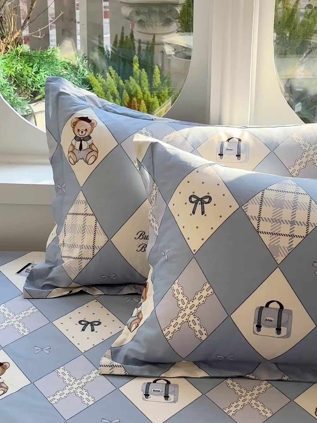 91家纺网 家纺一手货源 找家纺 恩泽家纺 2026春夏新款全棉纯棉12868印花四件套及单品系列-单枕套枕套单件 学院风