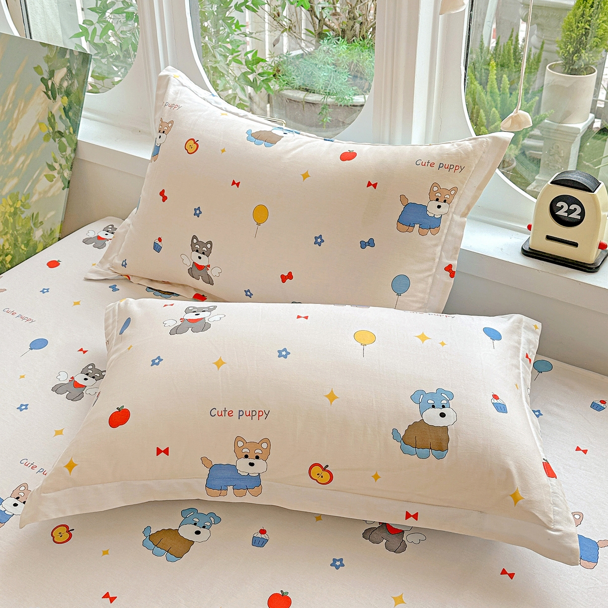 恩泽家纺 2026春夏新款全棉纯棉12868印花四件套及单品系列-单枕套枕套单件 雪纳瑞