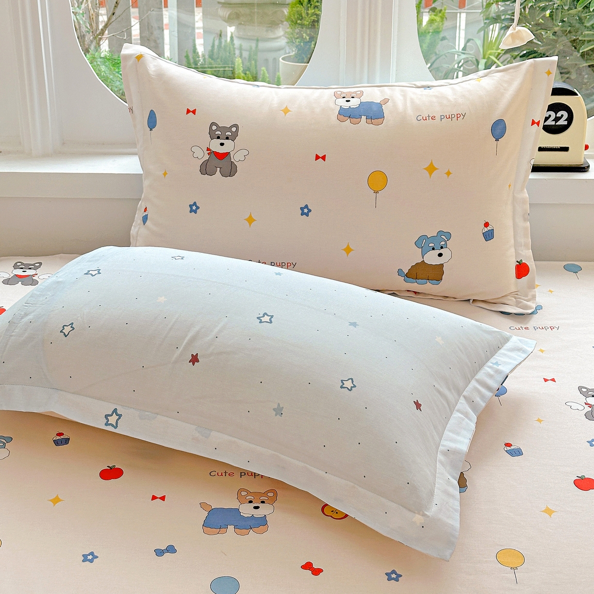 91家纺网 家纺一手货源 找家纺 恩泽家纺 2026春夏新款全棉纯棉12868印花四件套及单品系列-单枕套枕套单件 雪纳瑞