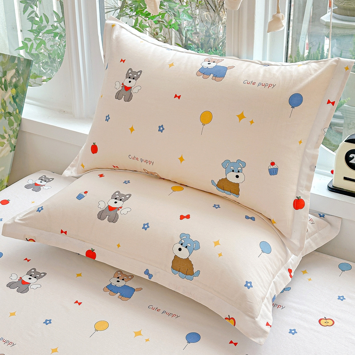 91家纺网 家纺一手货源 找家纺 恩泽家纺 2026春夏新款全棉纯棉12868印花四件套及单品系列-单枕套枕套单件 雪纳瑞