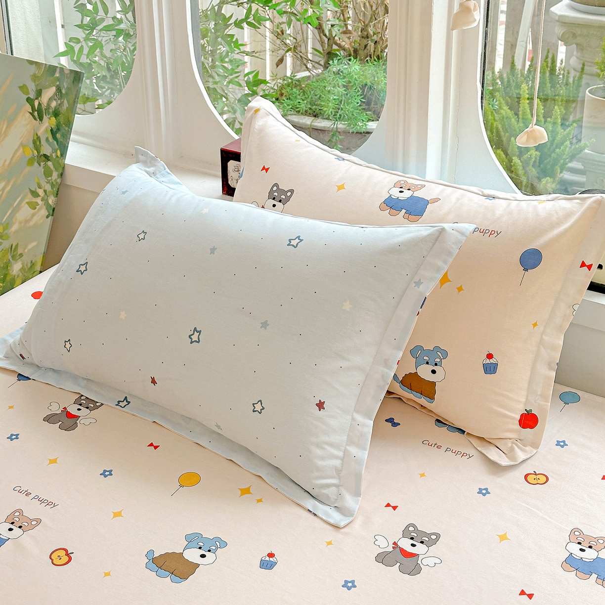 91家纺网 家纺一手货源 找家纺 恩泽家纺 2026春夏新款全棉纯棉12868印花四件套及单品系列-单枕套枕套单件 雪纳瑞