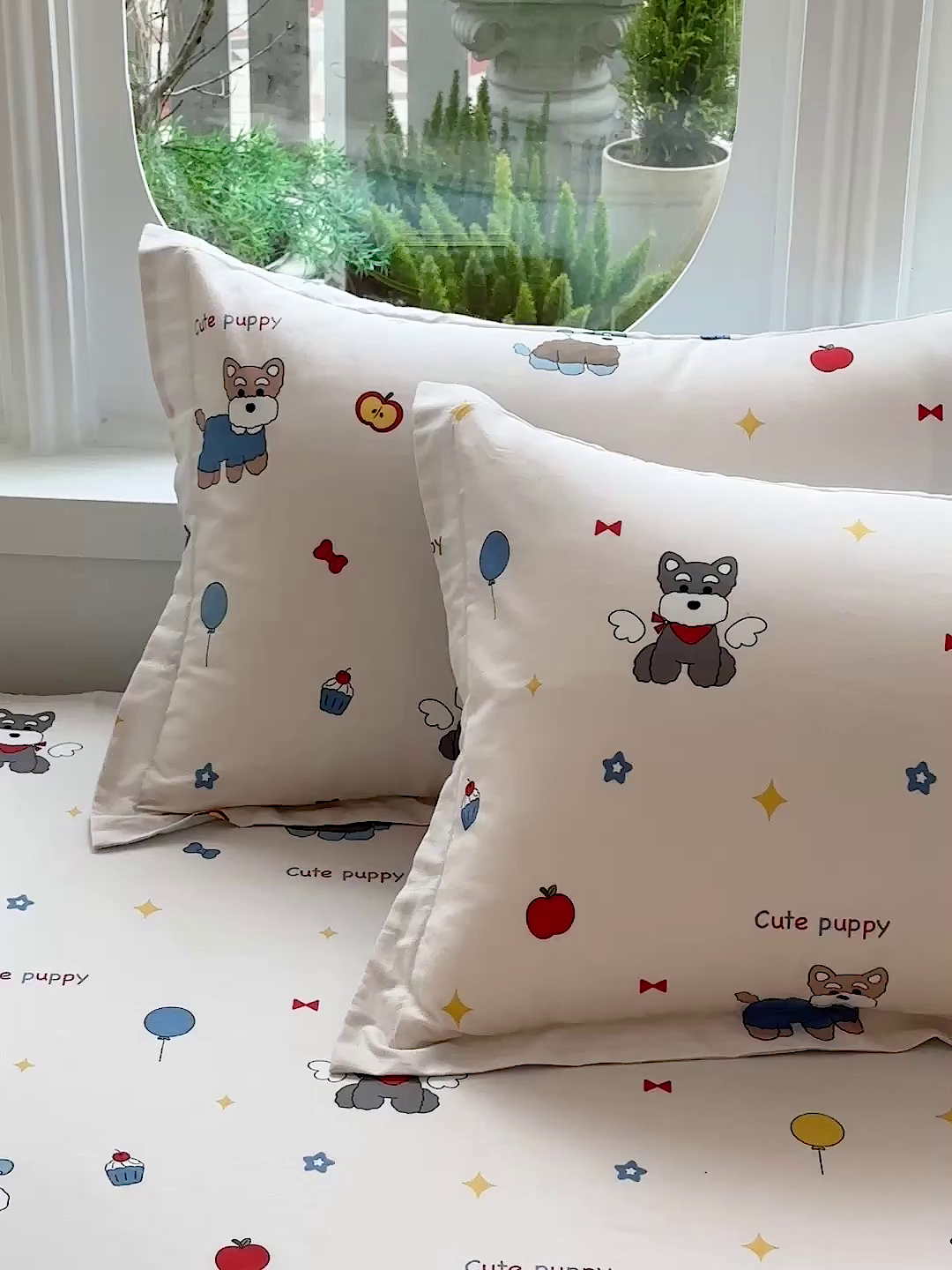 91家纺网 家纺一手货源 找家纺 恩泽家纺 2026春夏新款全棉纯棉12868印花四件套及单品系列-单枕套枕套单件 雪纳瑞